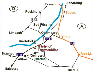 Anreise G�stehof Thermenblick Geinberg